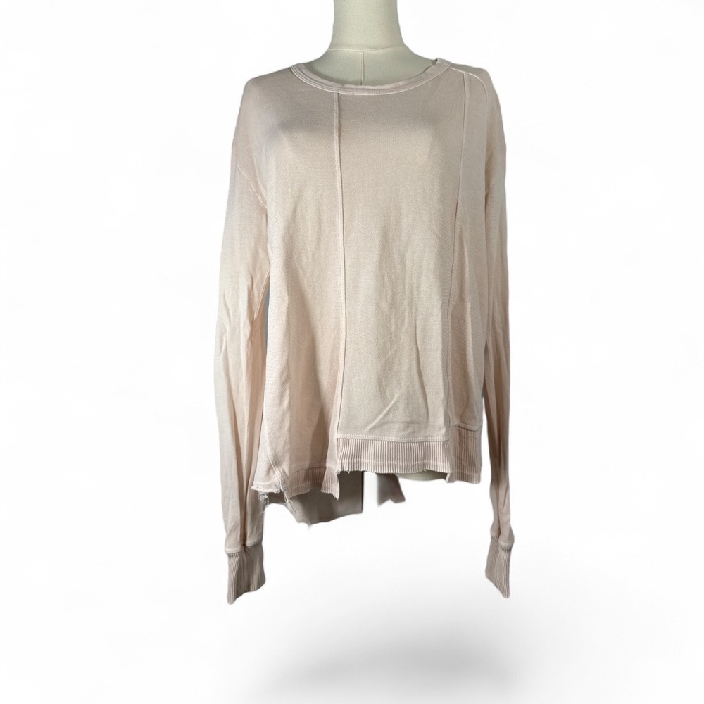 Wilt Oversized XS Long Sleeve Top Pale Pink Distressed Asymmetric